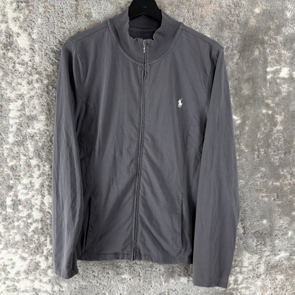 Ralph Lauren Size XL Full Zip Outdoor Mock Neck Sweater Jacket Gray Long Sleeve